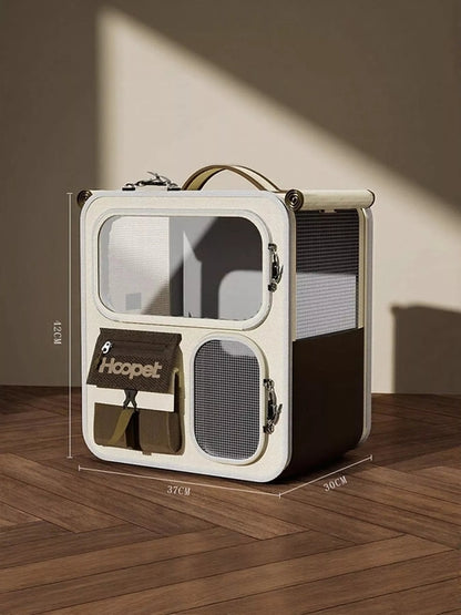 Pear Daisy rolling pet carrier with telescopic handle, durable plastic construction, and ergonomic design for easy pet transportation.