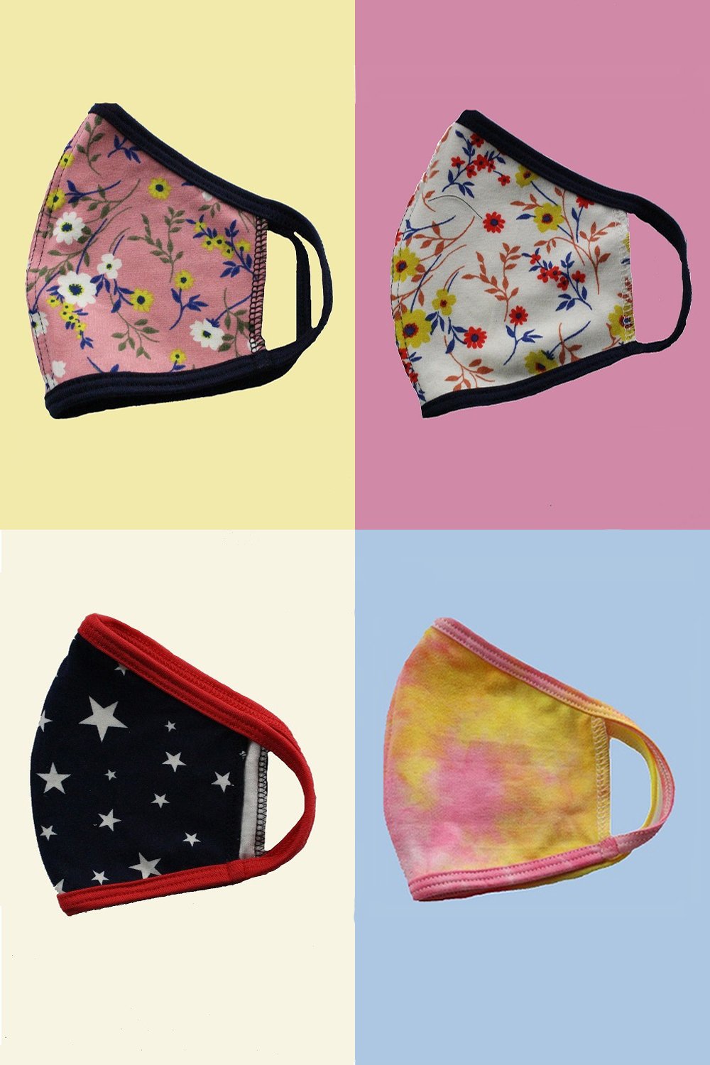 Kids reusable cloth face mask by Indigo Arrowwood, designed for children, featuring colorful fabric with fun patterns.