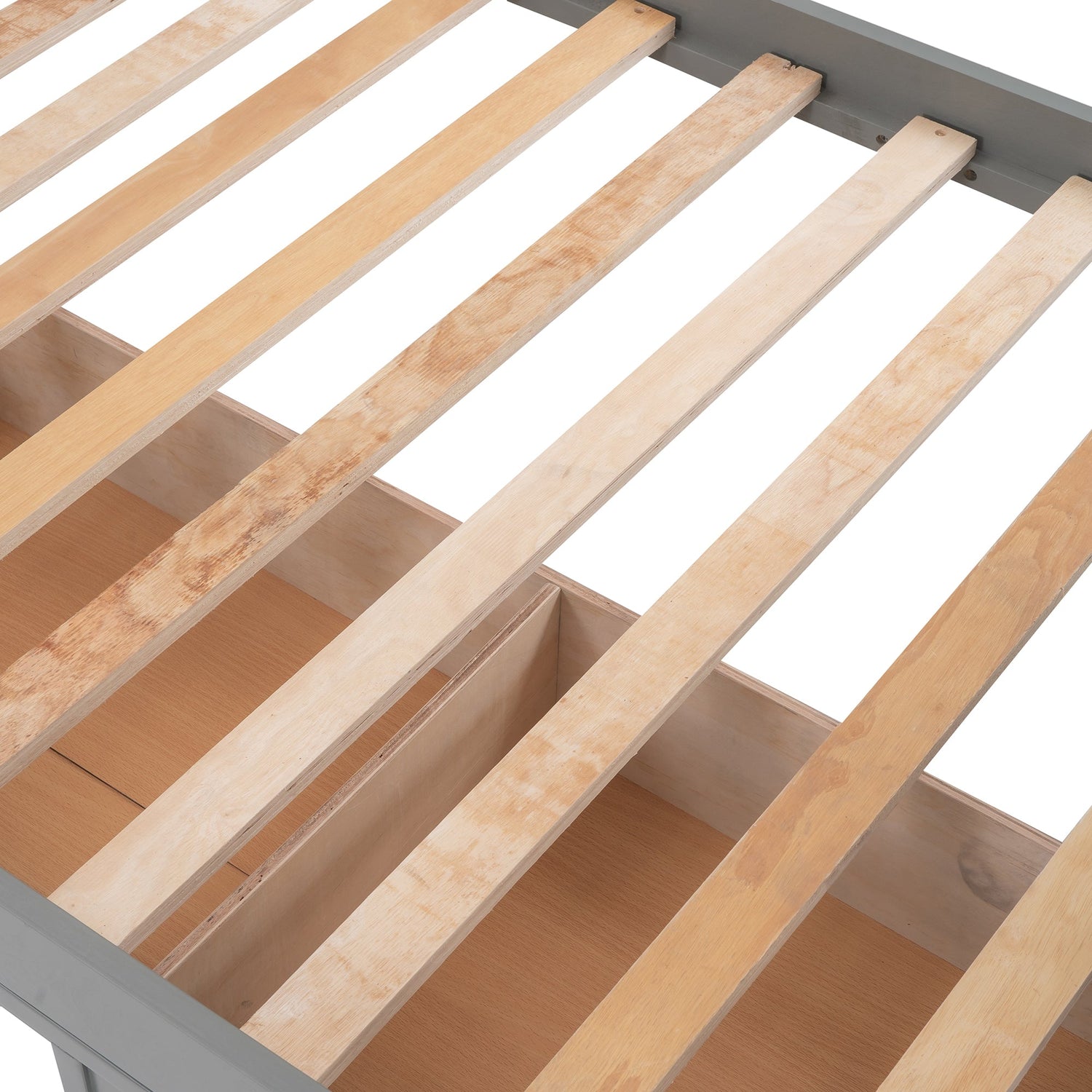 Sangria Beech twin-over-twin bunk bed with three storage drawers, ideal for bedrooms or dorms, featuring sturdy wooden construction.