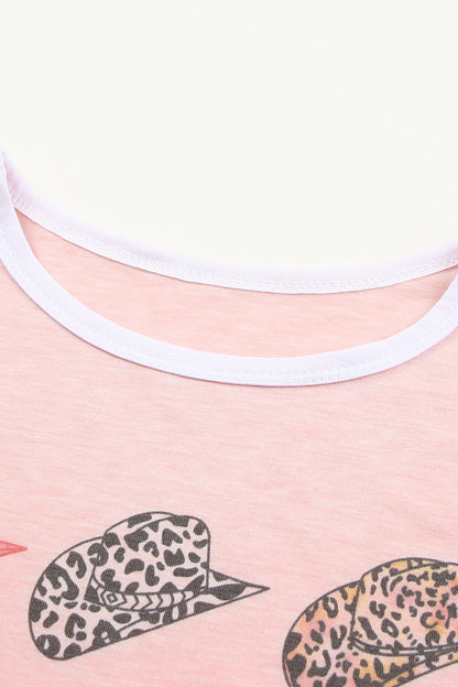 Pink leopard print short sleeve T-shirt and drawstring shorts set by Harlequin Daisy in a bath and beauty style.