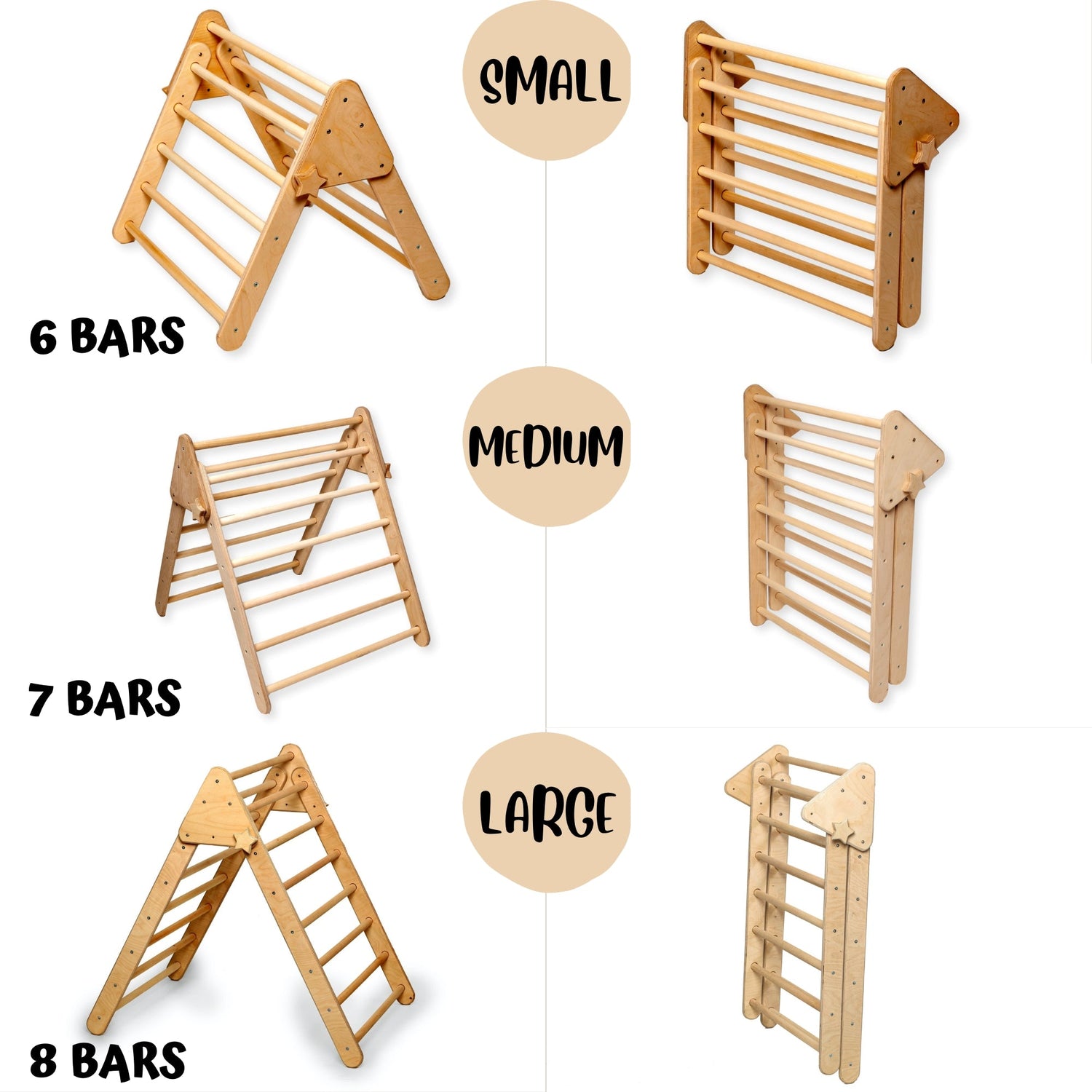 Red Oceanus Montessori Triangle Climber Set with three sizes, wooden furniture for children&