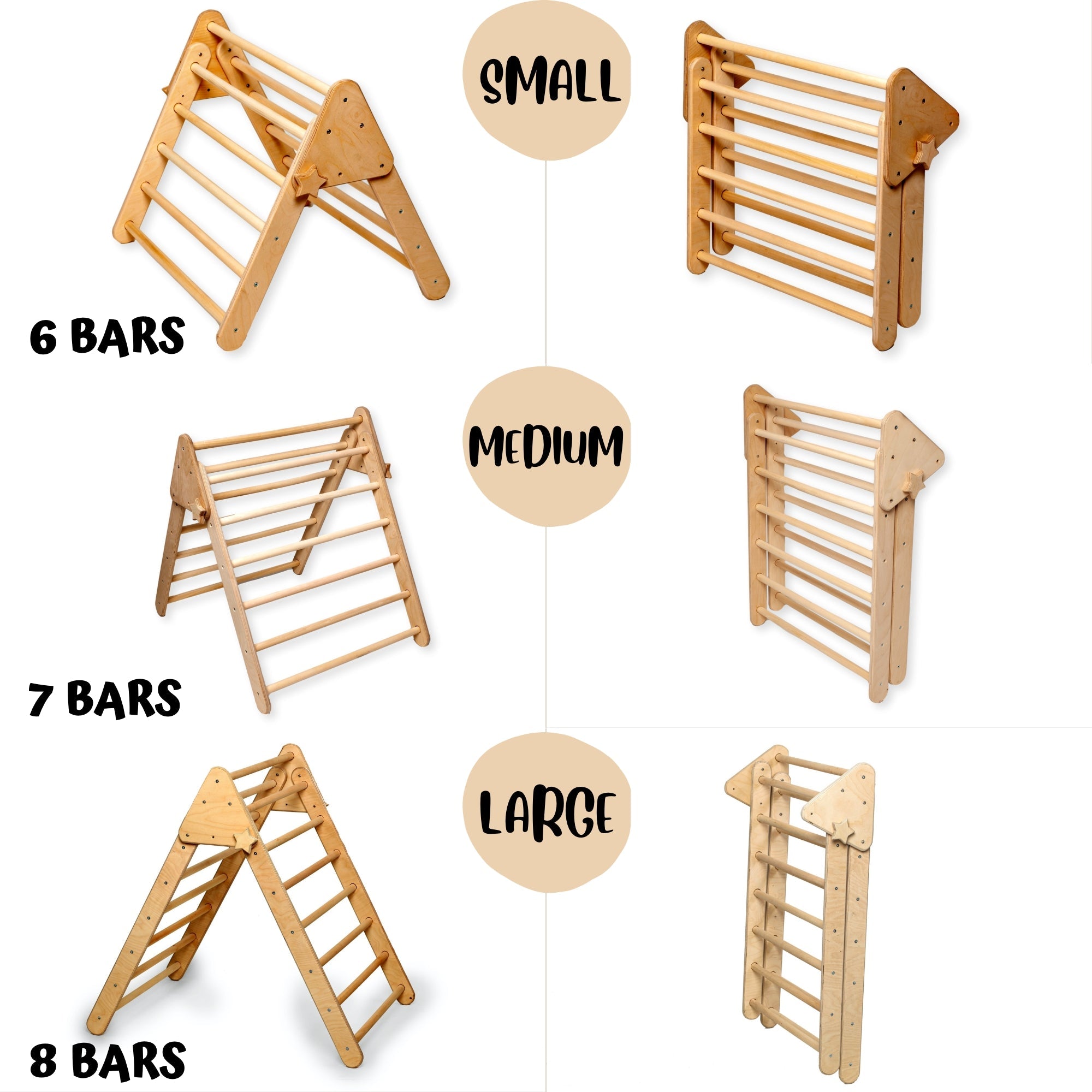 Red Oceanus Montessori Triangle Climber Set with three sizes, wooden furniture for children&