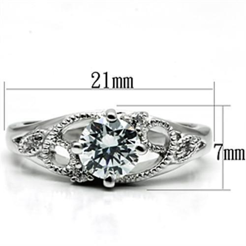 Rhodium brass ring with AAA grade clear cubic zirconia from Turquoise Tiger jewelry collection.