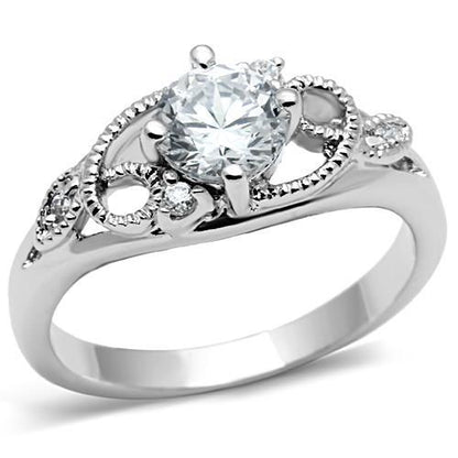 Rhodium brass ring with AAA grade clear cubic zirconia, jewelry by Turquoise Tiger, showcasing a sparkling, elegant design.