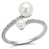 Rhodium brass ring with synthetic white stone from Turquoise Tiger, showcasing a sleek, polished jewelry piece.