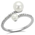 Rhodium brass ring with a white synthetic pearl from Turquoise Tiger jewelry collection.