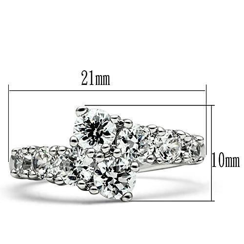 Rhodium brass ring with AAA grade clear cubic zirconia from Turquoise Tiger, showcasing a sparkling, elegant jewelry design.