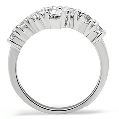 Rhodium brass ring with AAA grade clear cubic zirconia from Turquoise Tiger, showcasing a sleek, polished jewelry design.