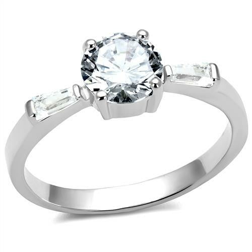 Rhodium brass ring with AAA grade clear cubic zirconia, stylish jewelry piece from Turquoise Tiger.