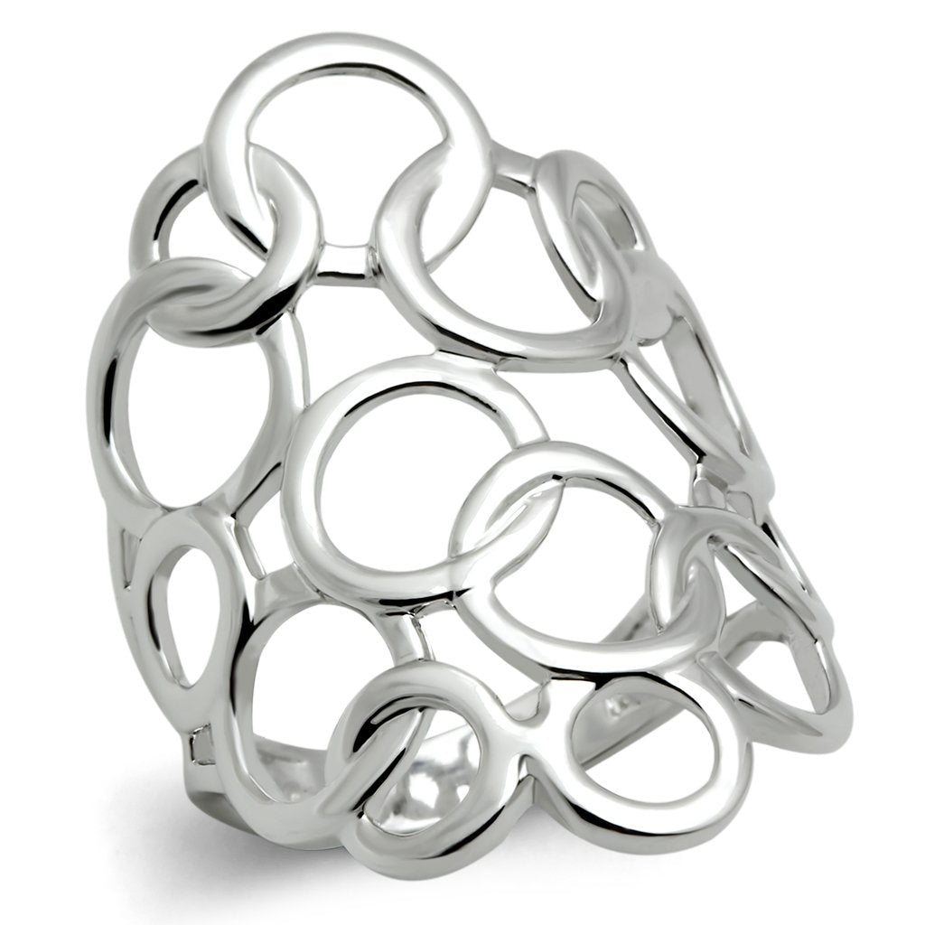 Rhodium brass ring from Turquoise Tiger jewelry collection, simple design with no stones, showcasing a shiny metallic finish.