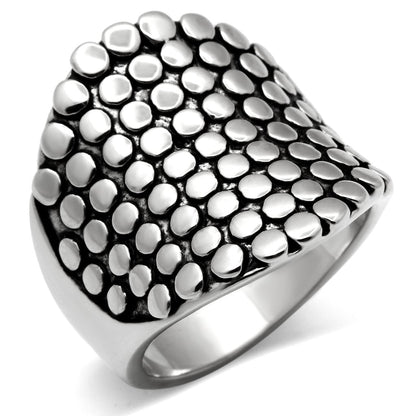 Rhodium brass ring with no stone from Turquoise Tiger, showcasing sleek design and shiny metallic finish.