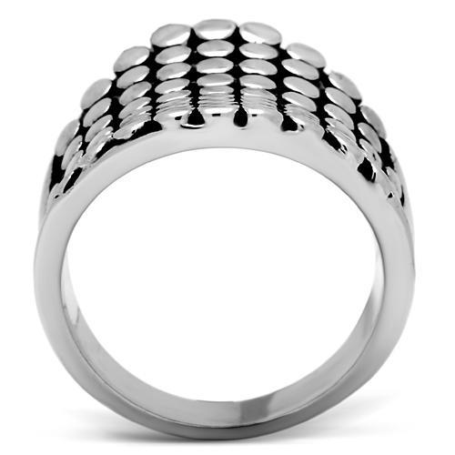 Rhodium brass ring from Turquoise Tiger jewelry collection, featuring a sleek, polished band with no stone, close-up view.