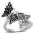 Turquoise Tiger 3W214 rhodium brass ring with AAA grade cubic zirconia, showcasing a sleek design and sparkling gemstone accents.