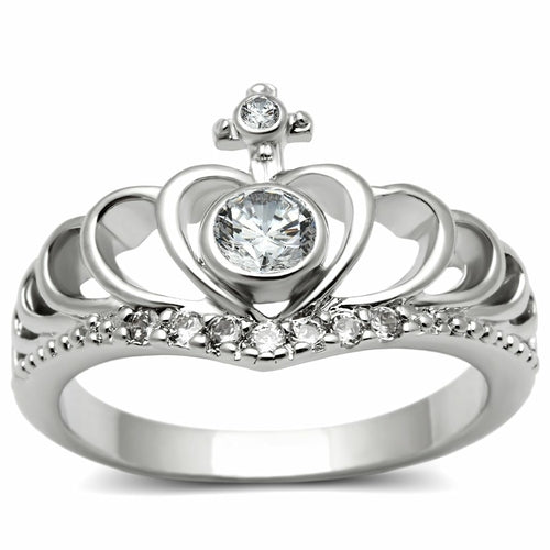 Rhodium brass ring with AAA grade clear cubic zirconia, featuring a sleek design from Turquoise Tiger jewelry collection.