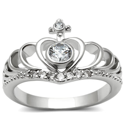 Rhodium brass ring by Turquoise Tiger featuring AAA grade clear cubic zirconia, showcasing a sleek jewelry design.
