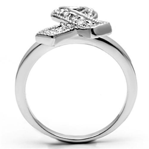 Rhodium brass ring by Turquoise Tiger featuring AAA grade clear cubic zirconia in a stylish jewelry design.