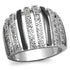 Turquoise Tiger rhodium and ruthenium brass ring with AAA grade clear cubic zirconia, showcasing a sleek jewelry design.