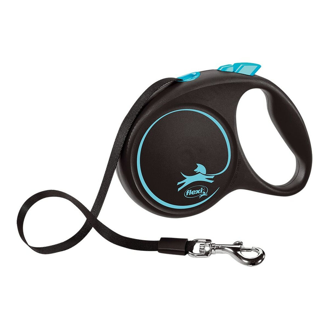 Flexible black 5m dog lead from Bigbuy with blue accents, designed for medium-sized pets, featuring a durable handle and secure clasp.