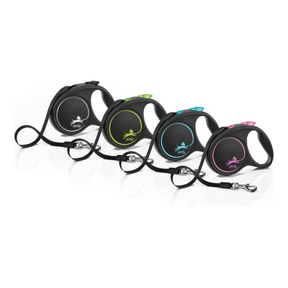 Flexible 5m blue dog lead by Bigbuy, black design, size M, suitable for pets, with a sturdy handle and durable leash material.