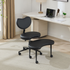 Black PU leather office chair with USB port, power access, and swivel function, suitable for home office or vanity desk.