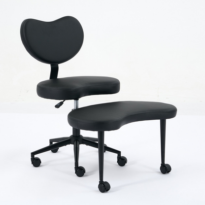 Black PU leather office chair with USB port, power access, and swivel function, ideal for home office or vanity desk.
