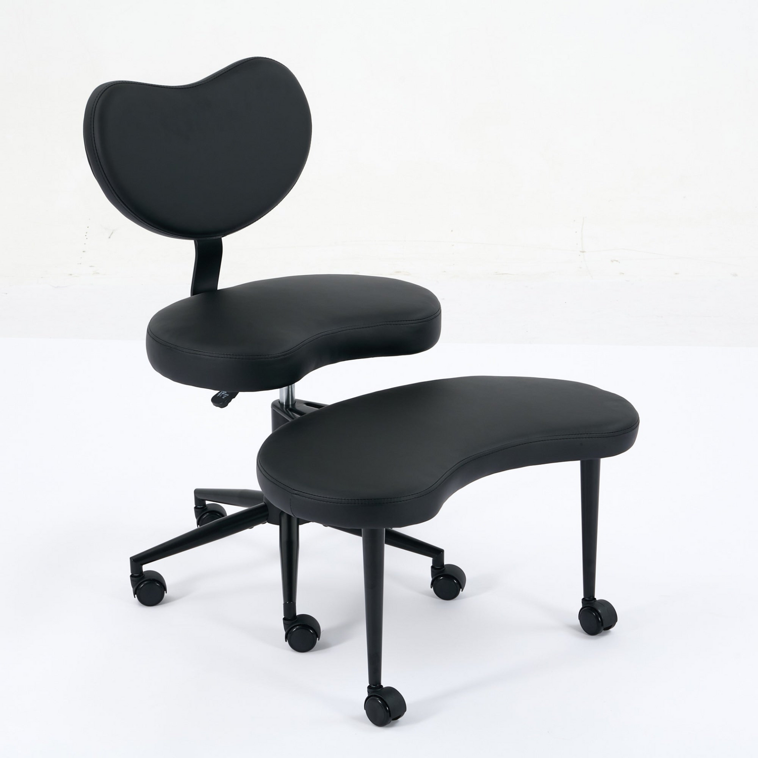 Black PU leather office chair with USB port, swivel function, and ergonomic design for home office or vanity desk.