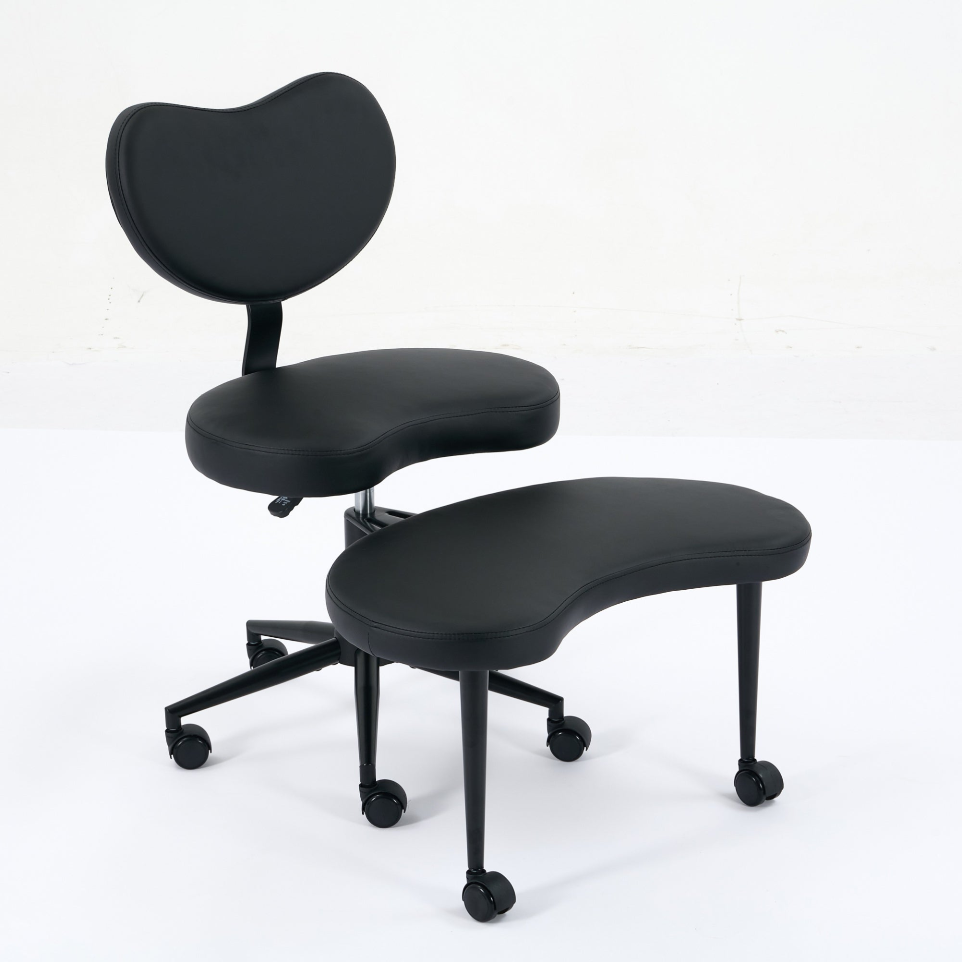Black PU leather office chair with USB port, swivel function, and ergonomic design for home office or vanity desk.