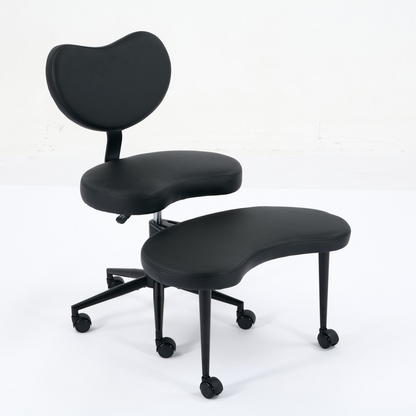 Black PU leather office chair with USB port, swivel function, and ergonomic design for home office or vanity desk.