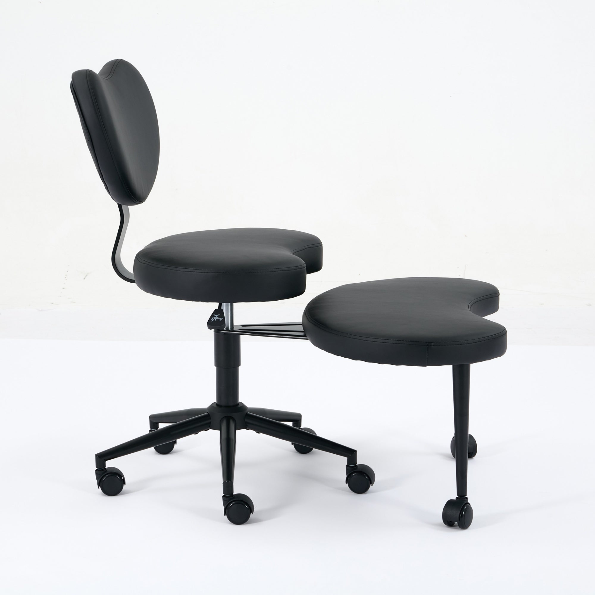 Black PU leather office chair with USB port, swivel base, and ergonomic design for home office or vanity desk use.