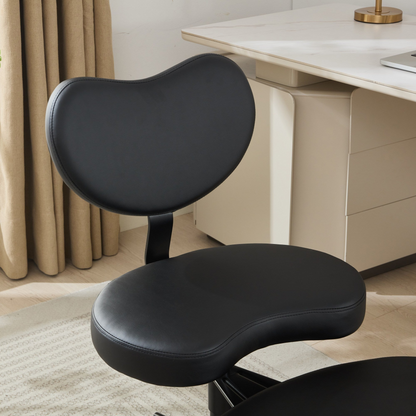 Black PU leather office chair with USB port, swivel function, ideal for home office or vanity desk, by Start2Finish.