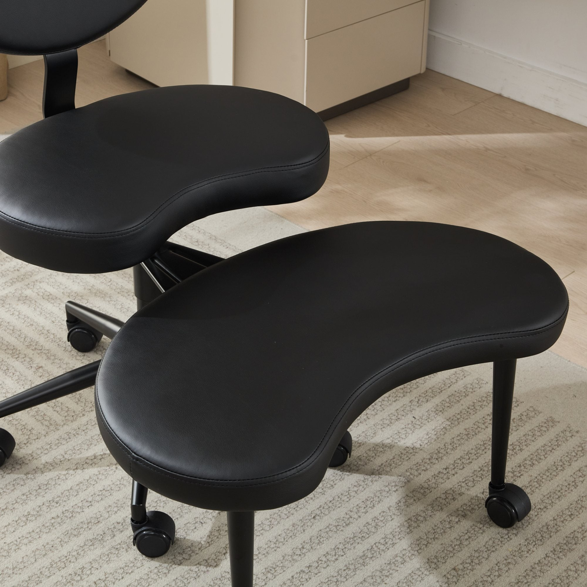 Black PU leather office chair from Start2Finish with USB port, power access, and swivel function for home or vanity desk.