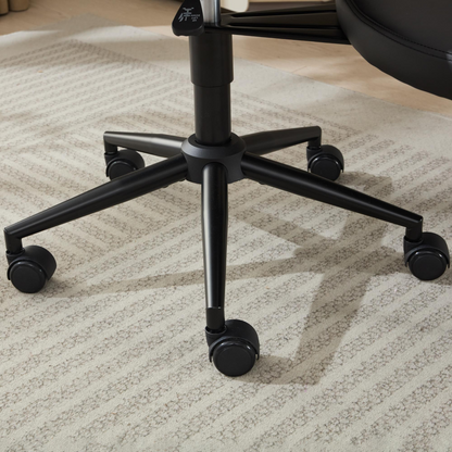Black PU leather office chair with USB port, swivel function, suitable for home office or vanity desk, by Start2Finish.