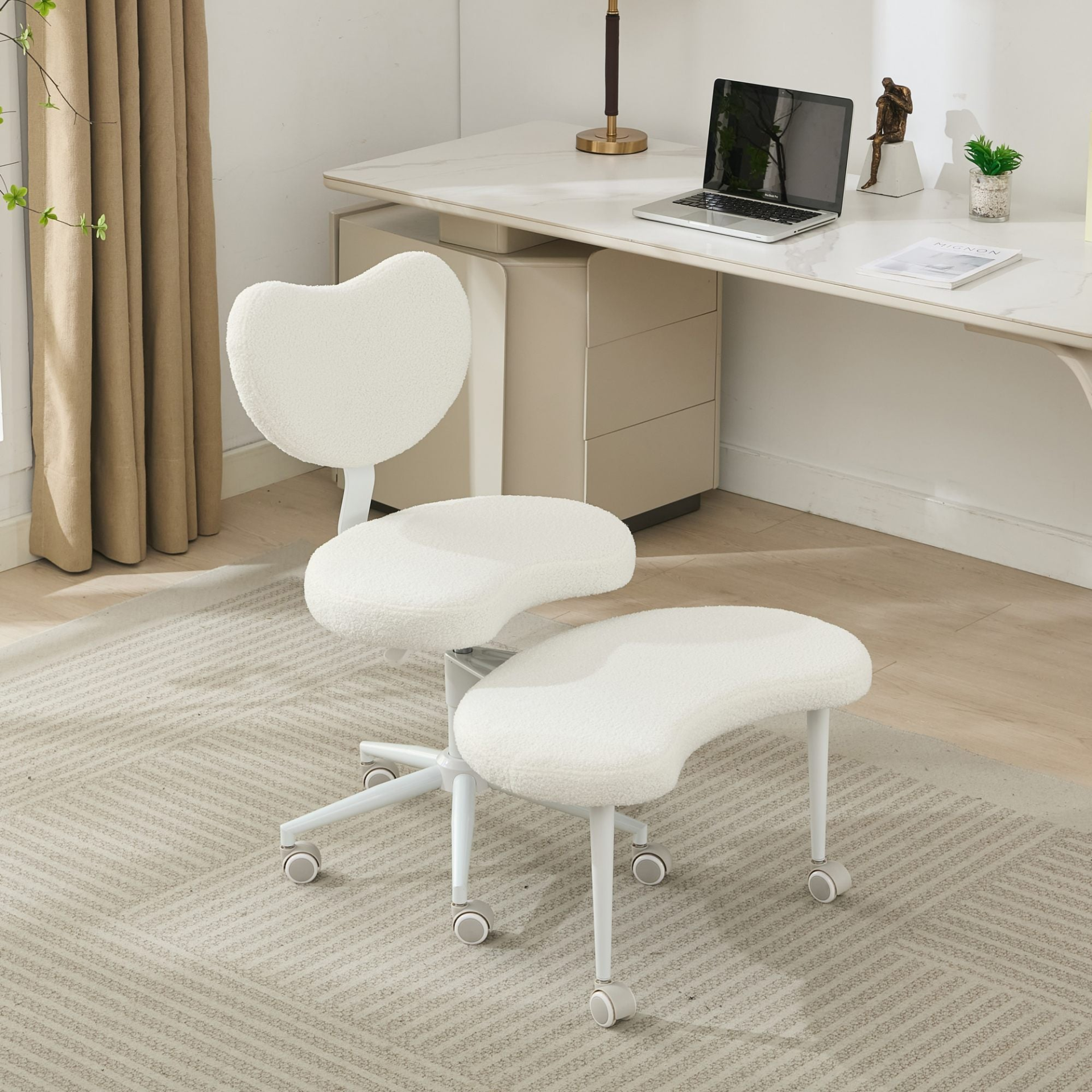 Black PU leather office chair by Start2Finish with USB port, power access, swivel base, ideal for home office or vanity desk.