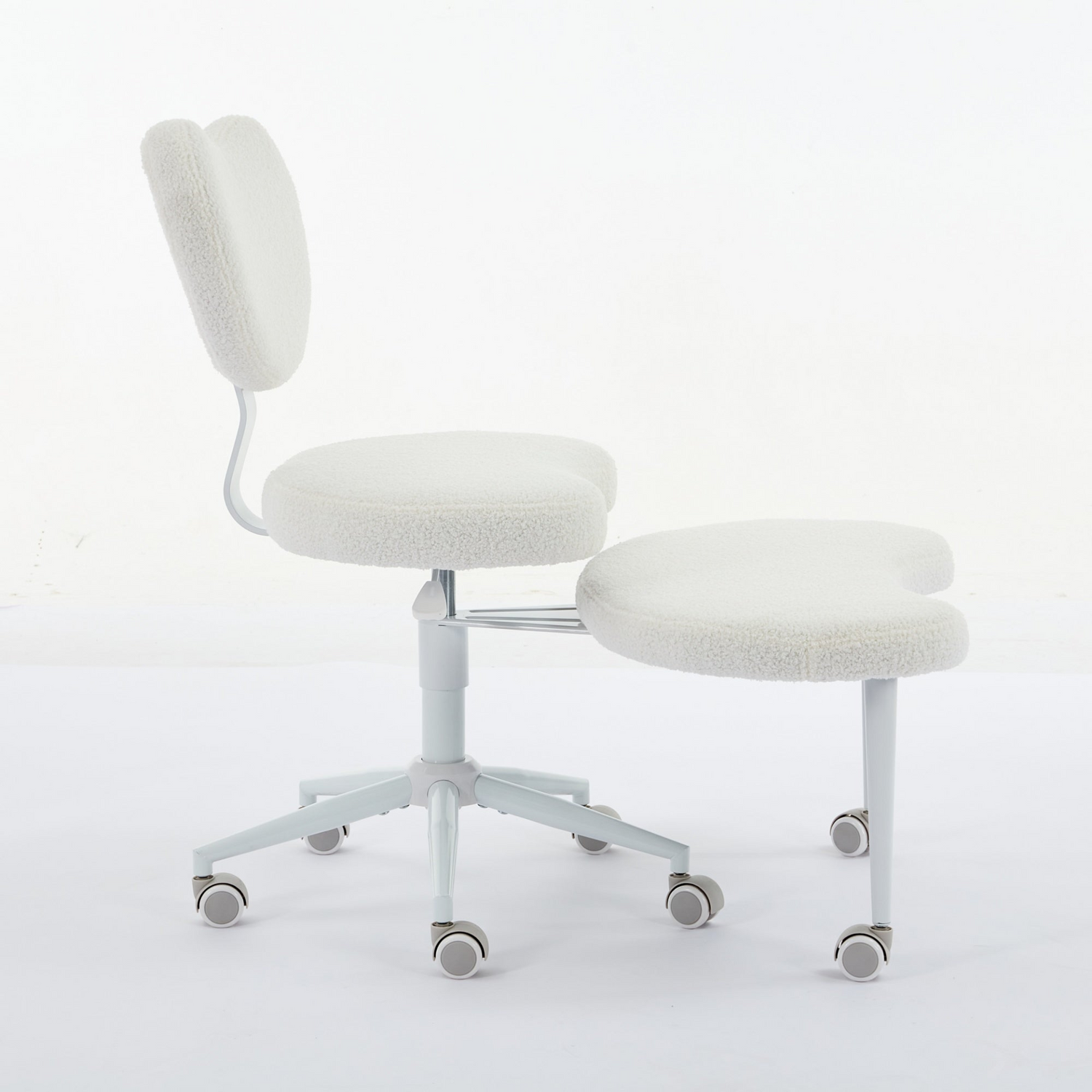 Black PU leather office chair with USB port, power access, and swivel function, ideal for home office or vanity desk.