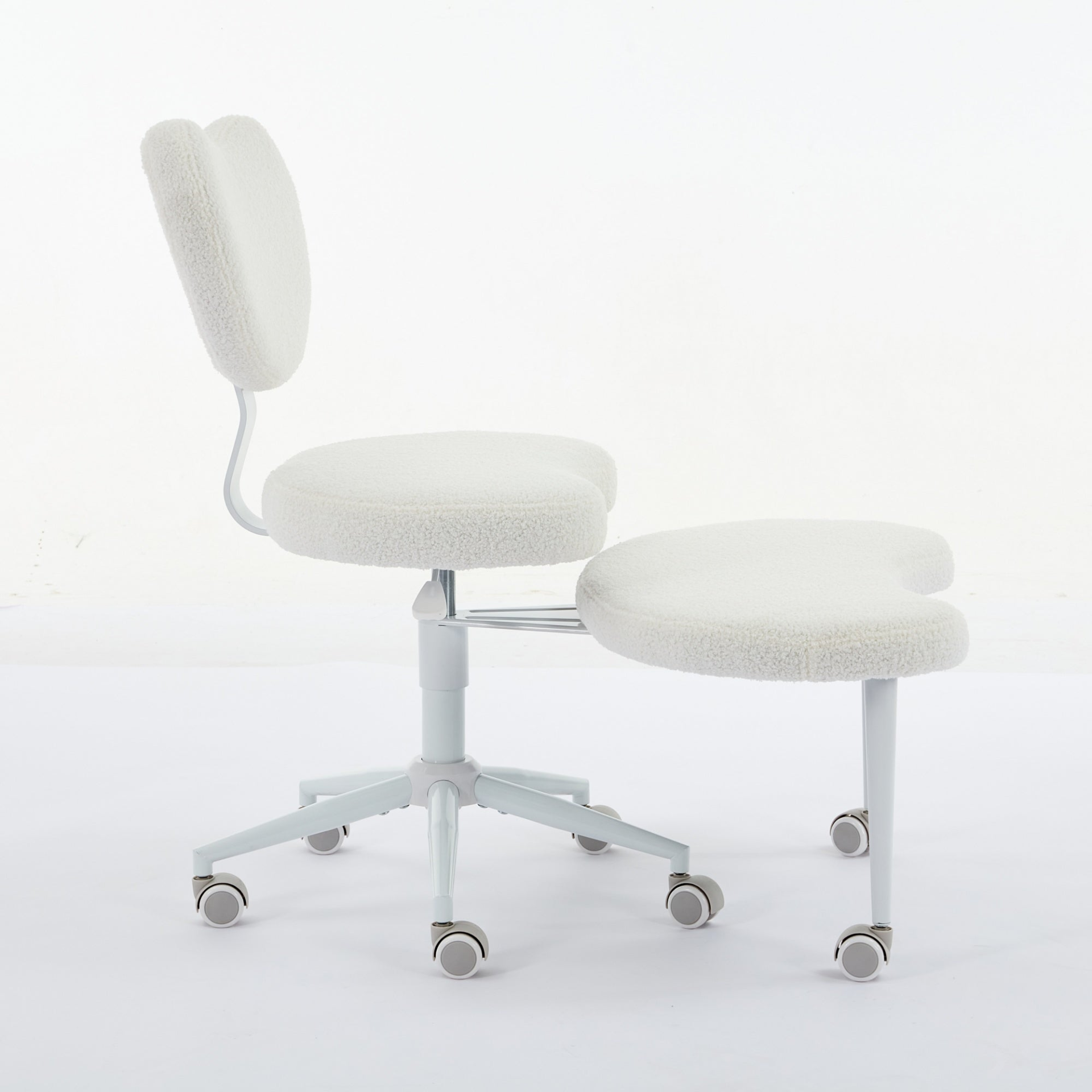 Black PU leather office chair with USB port, power access, and swivel function, ideal for home office or vanity desk.