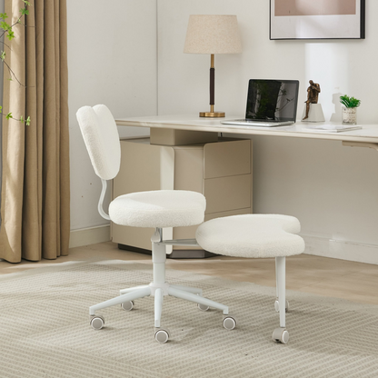 Black PU leather office chair with USB port, power access, and swivel function, ideal for home office or vanity desk.