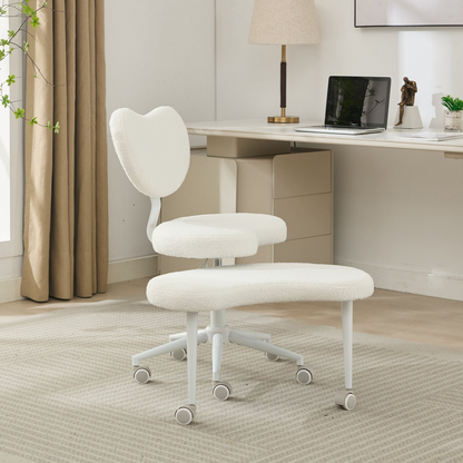 Black PU leather office chair with USB port, swivel function, and ergonomic design for home office or vanity desk.