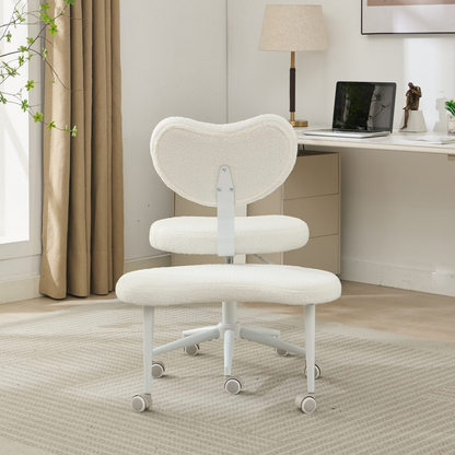 Black PU leather office chair with USB port, swivel base, and ergonomic design for home office or vanity desk setup.