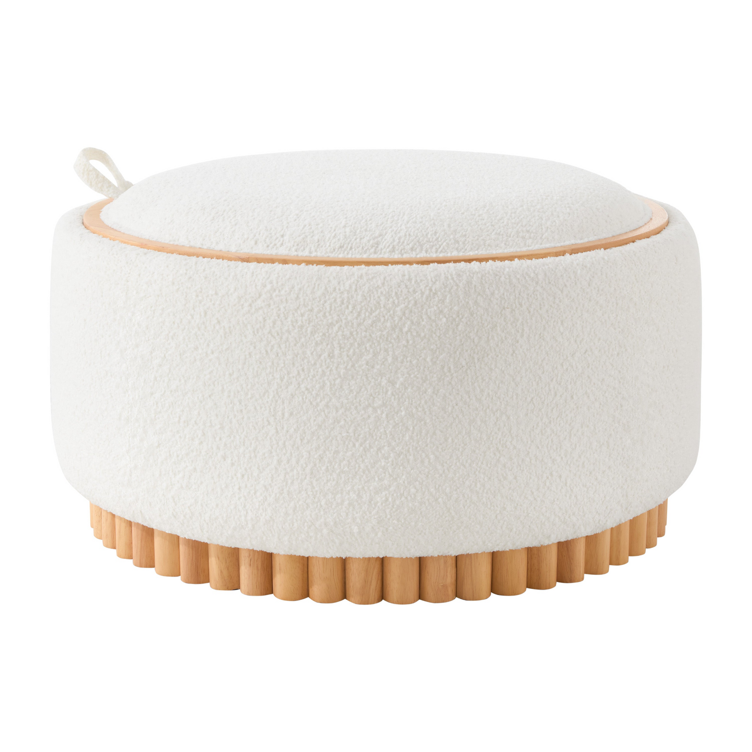 Wood and fabric upholstered ottoman with storage from Start2Finish, ideal for living room and lounge spaces.