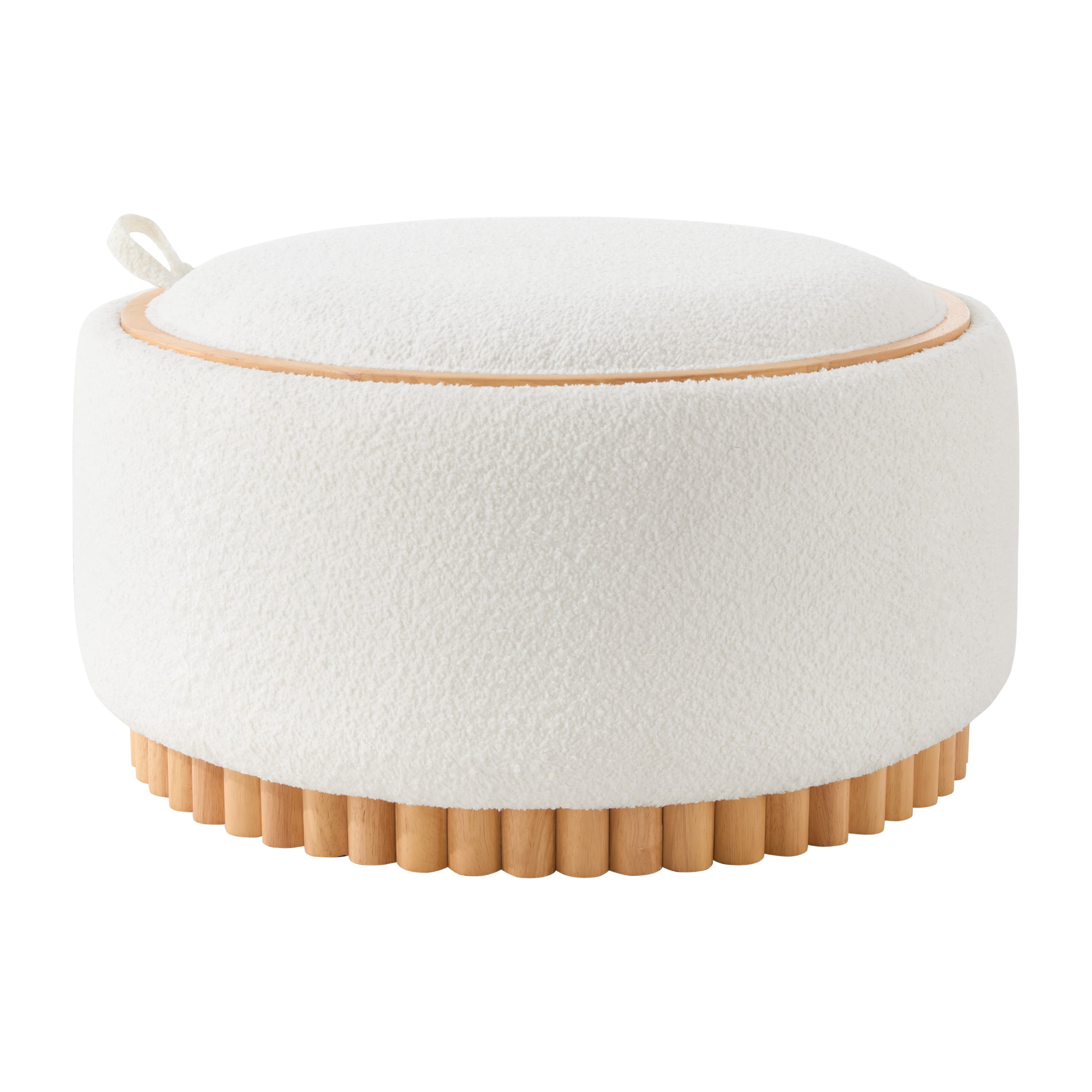 Wood and fabric upholstered ottoman with storage from Start2Finish, ideal for living room and lounge spaces.