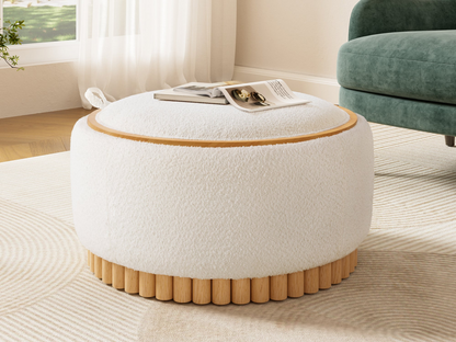 Start2Finish wooden and fabric upholstered ottoman with storage, ideal for living room and lounge furniture.