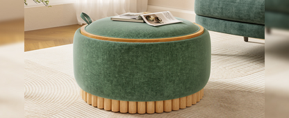 Start2Finish wooden ottoman with fabric upholstery, storage compartment, ideal for living room and lounge spaces.