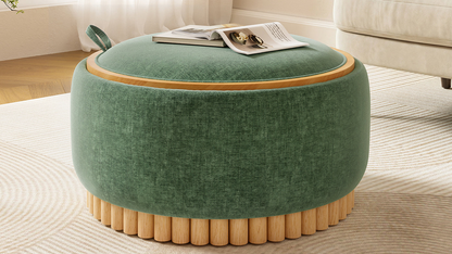 Wood and fabric upholstered ottoman with built-in storage for living room and lounge, from Start2Finish furniture collection.