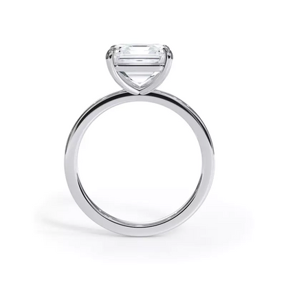 Lab grown diamond solitaire engagement ring in 14K white gold with a 5.00 CT G color VS clarity diamond, IGI certified jewelry.