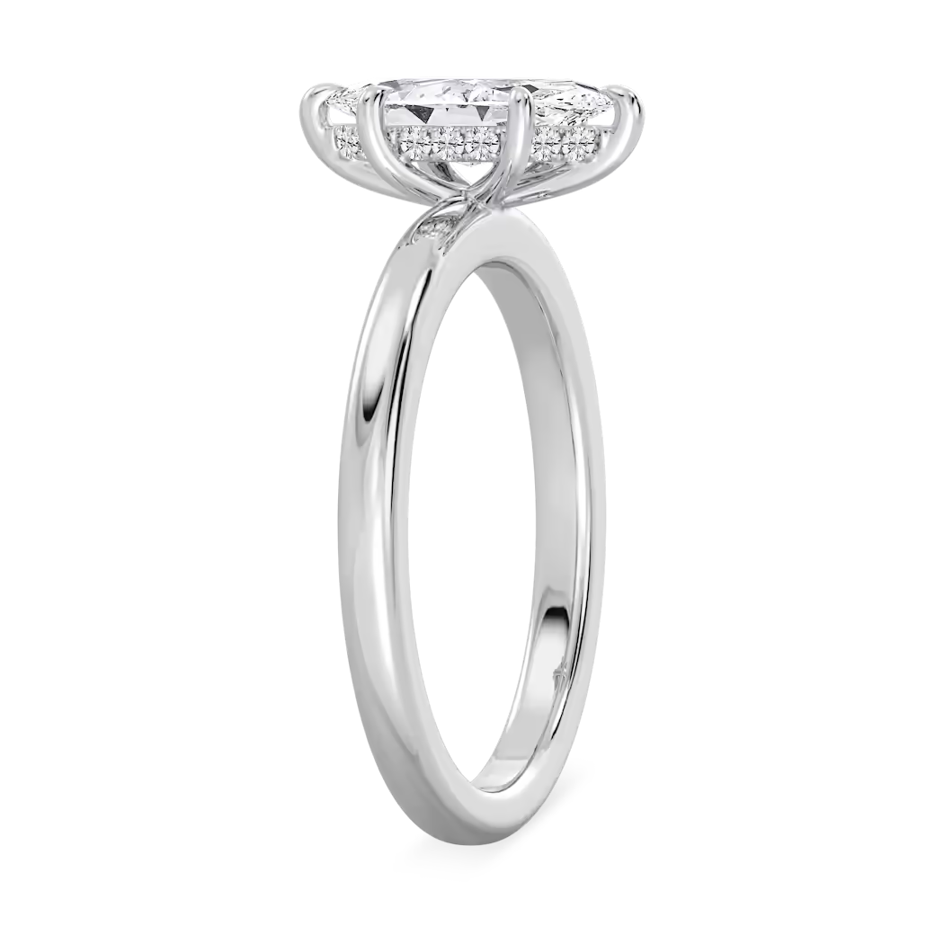 Lab grown diamond solitaire engagement ring in 14K white gold with G color, VS clarity, IGI certification.