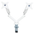 White double monitor arm for 17-30 inch screens from Start2Finish, adjustable with sleek modern design.