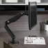 Black Start2Finish single monitor arm with dual USB 3.0 ports, adjustable for ergonomic computer setup.
