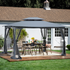 Gray metal outdoor gazebo canopy with roof and storage, ideal for patio and outdoor living spaces, by Start2Finish.