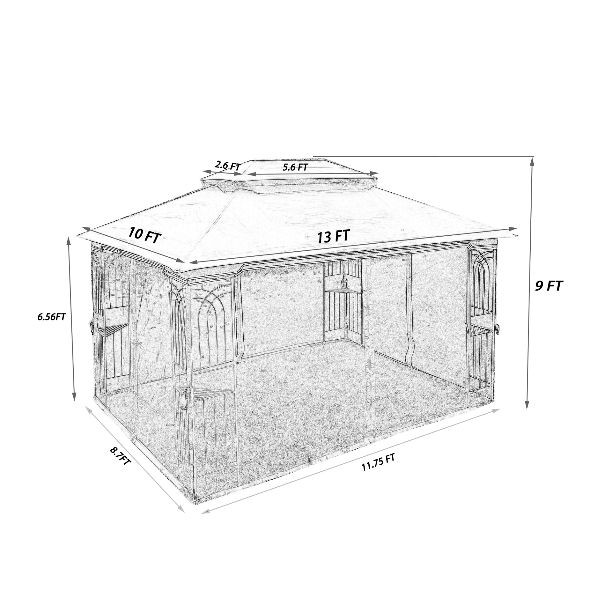 Gray metal outdoor gazebo canopy with roof and storage, ideal for patio and outdoor living, by Start2Finish.