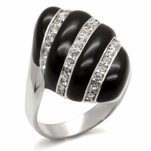 High-polished 925 sterling silver ring with a large crystal, featuring intricate design details, by Turquoise Tiger.